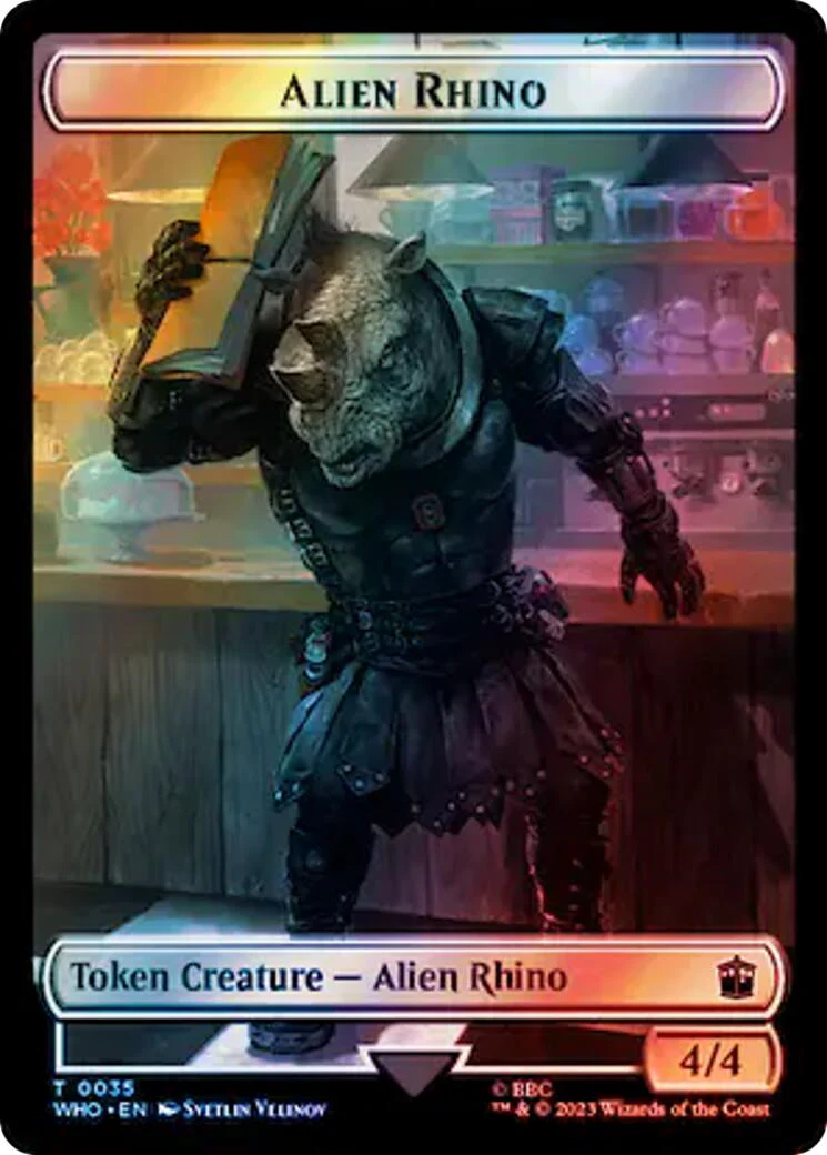 Alien Rhino // Food (0058) Double-Sided Token (Surge Foil) [WHO - 35 // 58]
