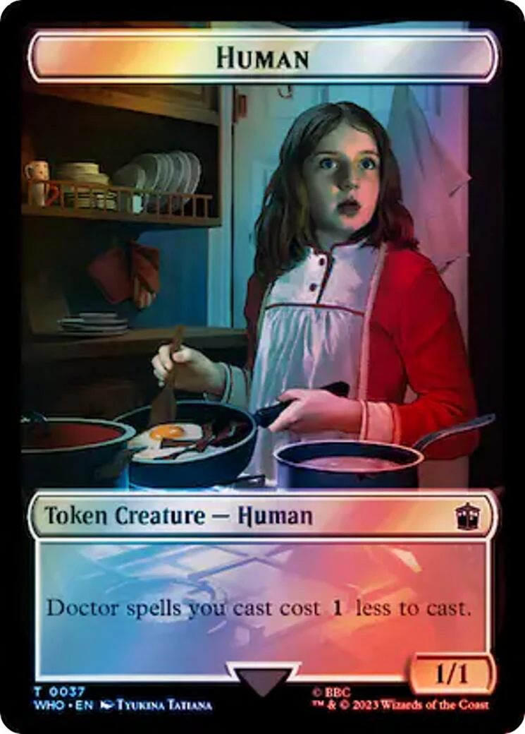 Human (0037) // Dinosaur Double-Sided Token (Surge Foil) [WHO - 37 // 52]