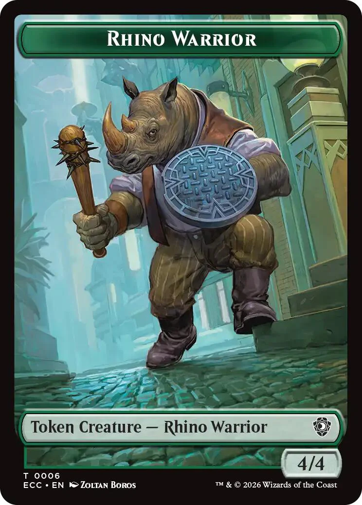 Rhino Warrior // Elemental (0010) Double-Sided Token [ECC - 6 // 10]